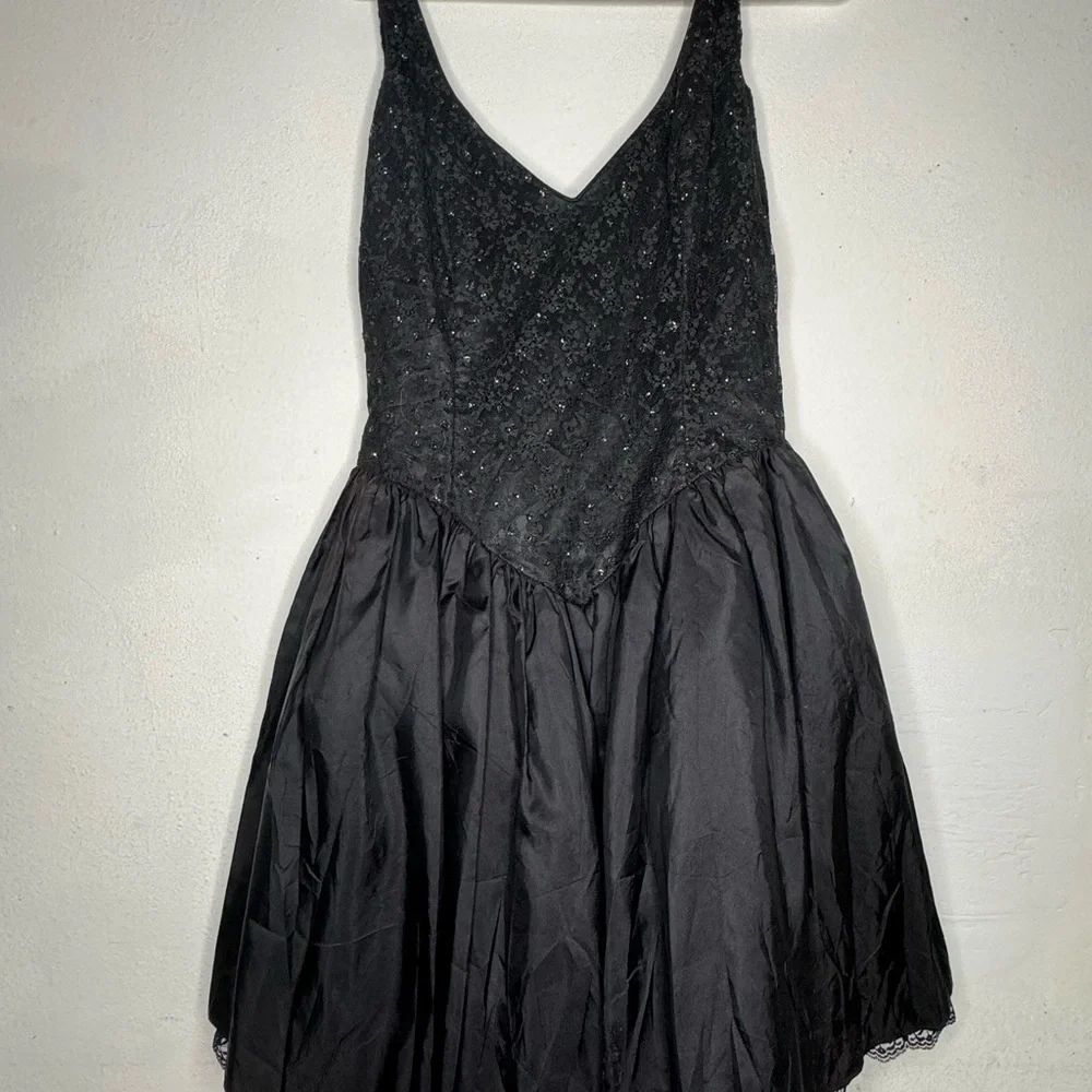 Gunne Sax Black Midi Dress - Picture 1 of 5